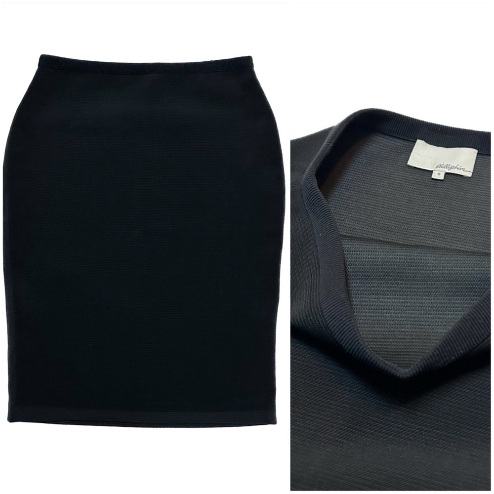 3.1 Phillip Lim Black Structured Contour Stretch BodyCon Pencil Skirt